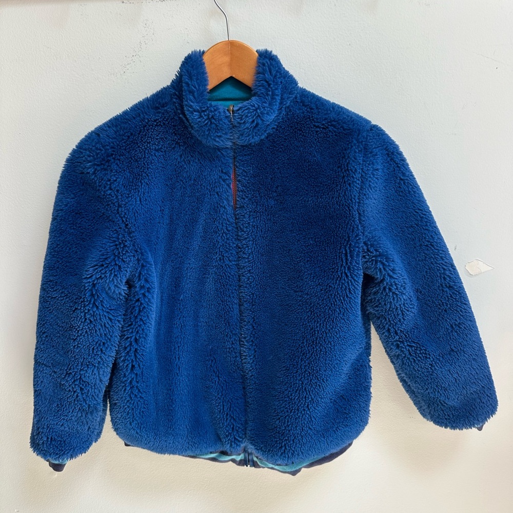 Matilda Jane reversible sleigh ride rosey floral and blue fuzzy jacket size 12 - Picture 5 of 11